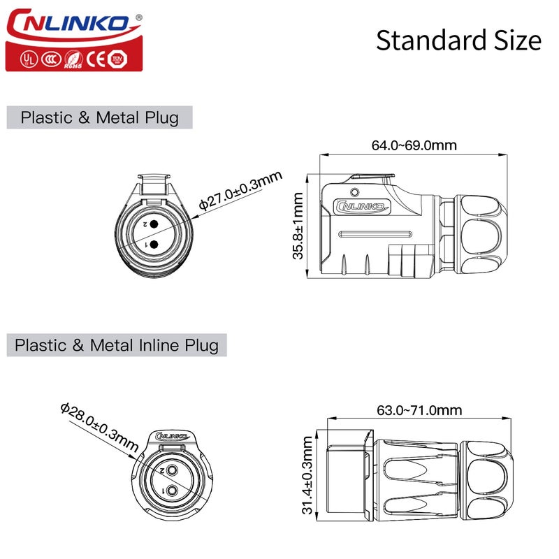 CNLINKO LP-20 9 PIN Waterproof Connector, IP68 Circular Connector, Quick Plugging Aviation Connector, PBT Plastic Shell Solder Connector, Marine Industry Connector Male Plug Inline Plug-in (9 PIN) - Image 2